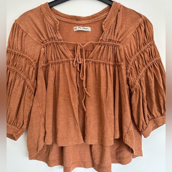 Free People Tan Boho Blouse - Picture 2 of 4
